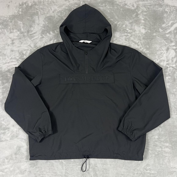 D Uniforms Other - Dior Makeup Jacket Mens Large Black Hooded Half Zip Pullover Windbreaker Anorak
